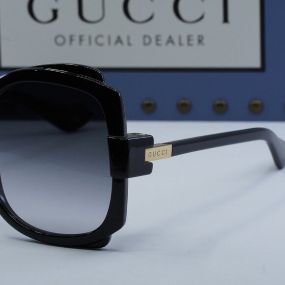 Gucci GG1431S 001 Women Butterfly Sunglasses - Black / Grey main image 5